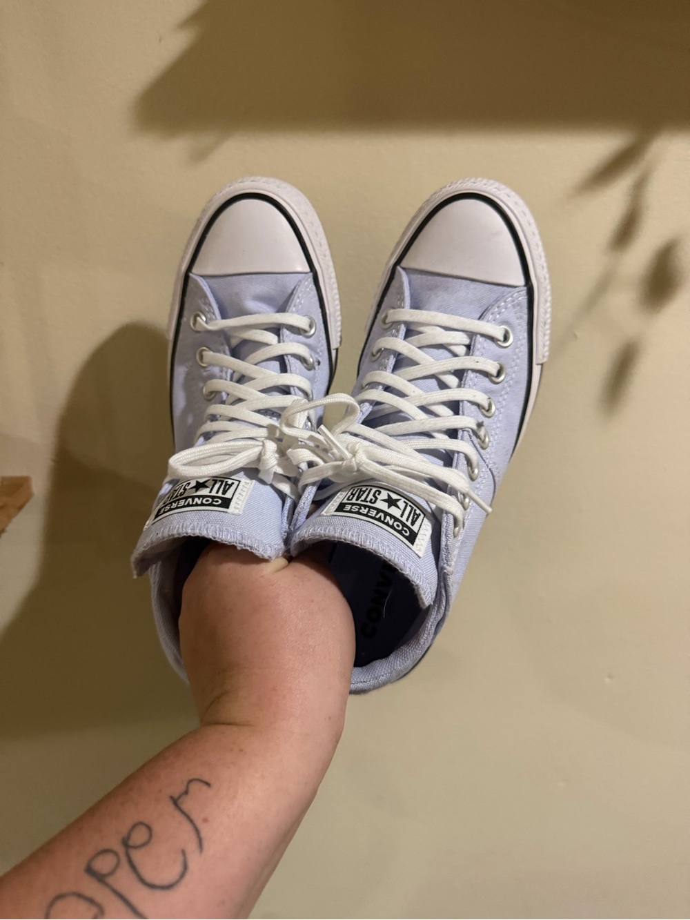 Converse High Top Sneakers in Light Lavender and White